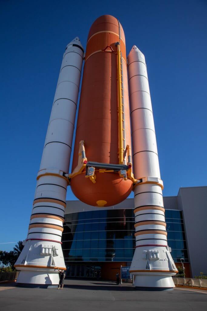 Een replica van de Space Shuttle lanceerbasis